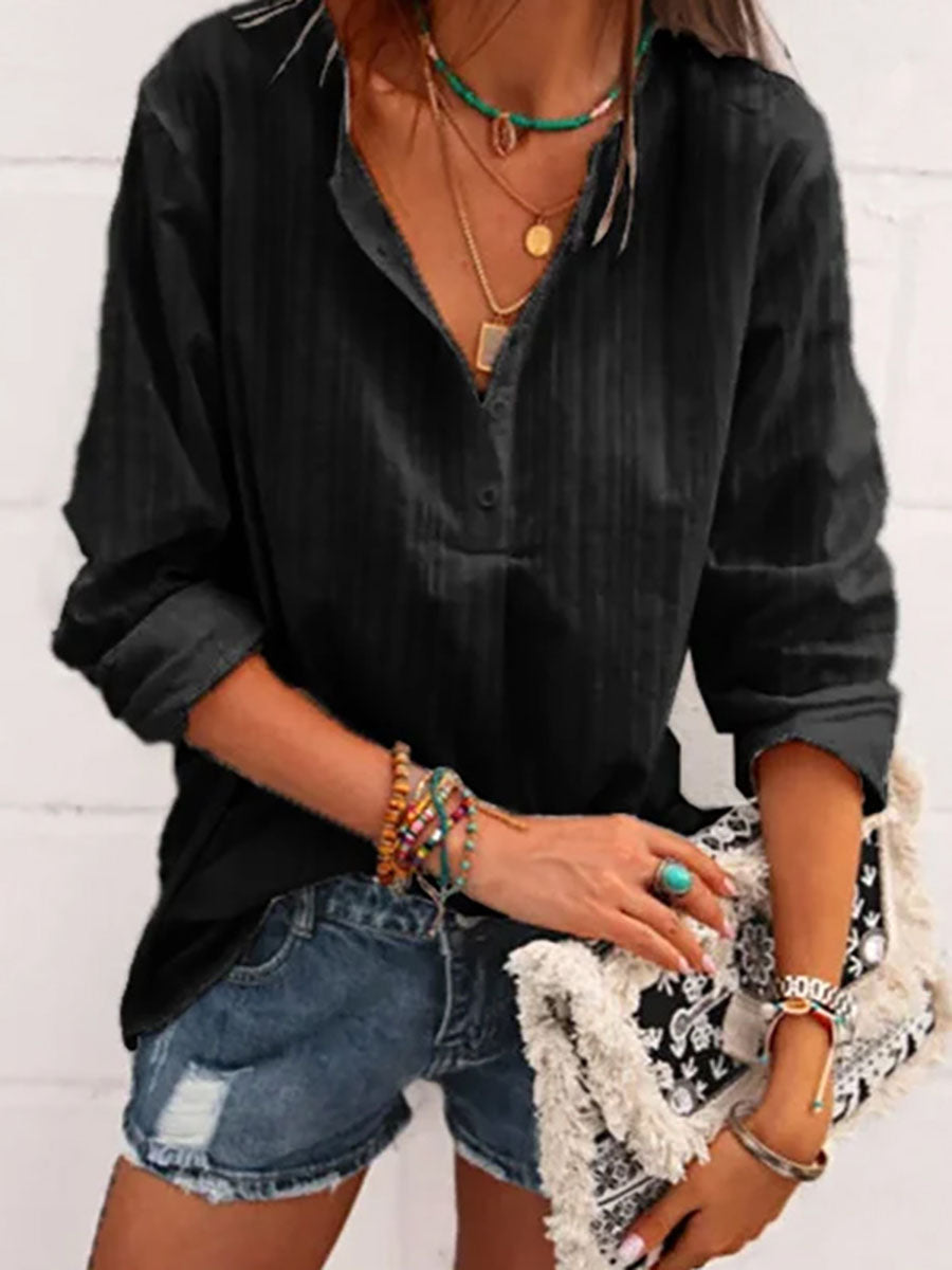 Lunimesd Fashion V-neck Striped Top