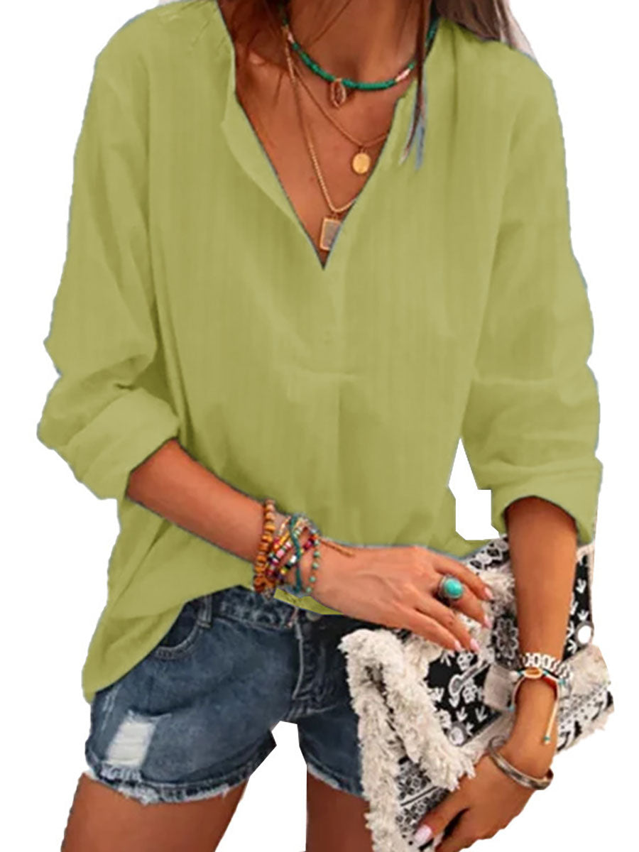 Lunimesd Fashion V-neck Striped Top
