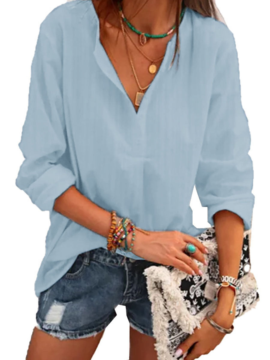 Lunimesd Fashion V-neck Striped Top