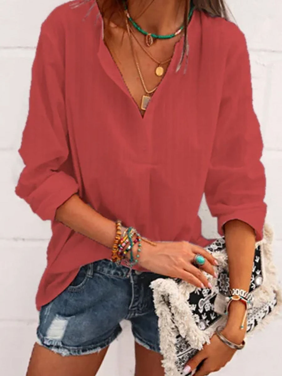 Lunimesd Fashion V-neck Striped Top