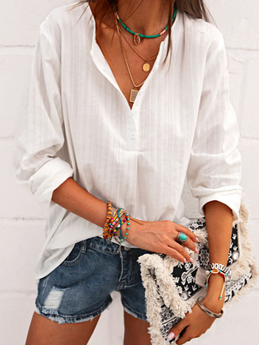 Lunimesd Fashion V-neck Striped Top
