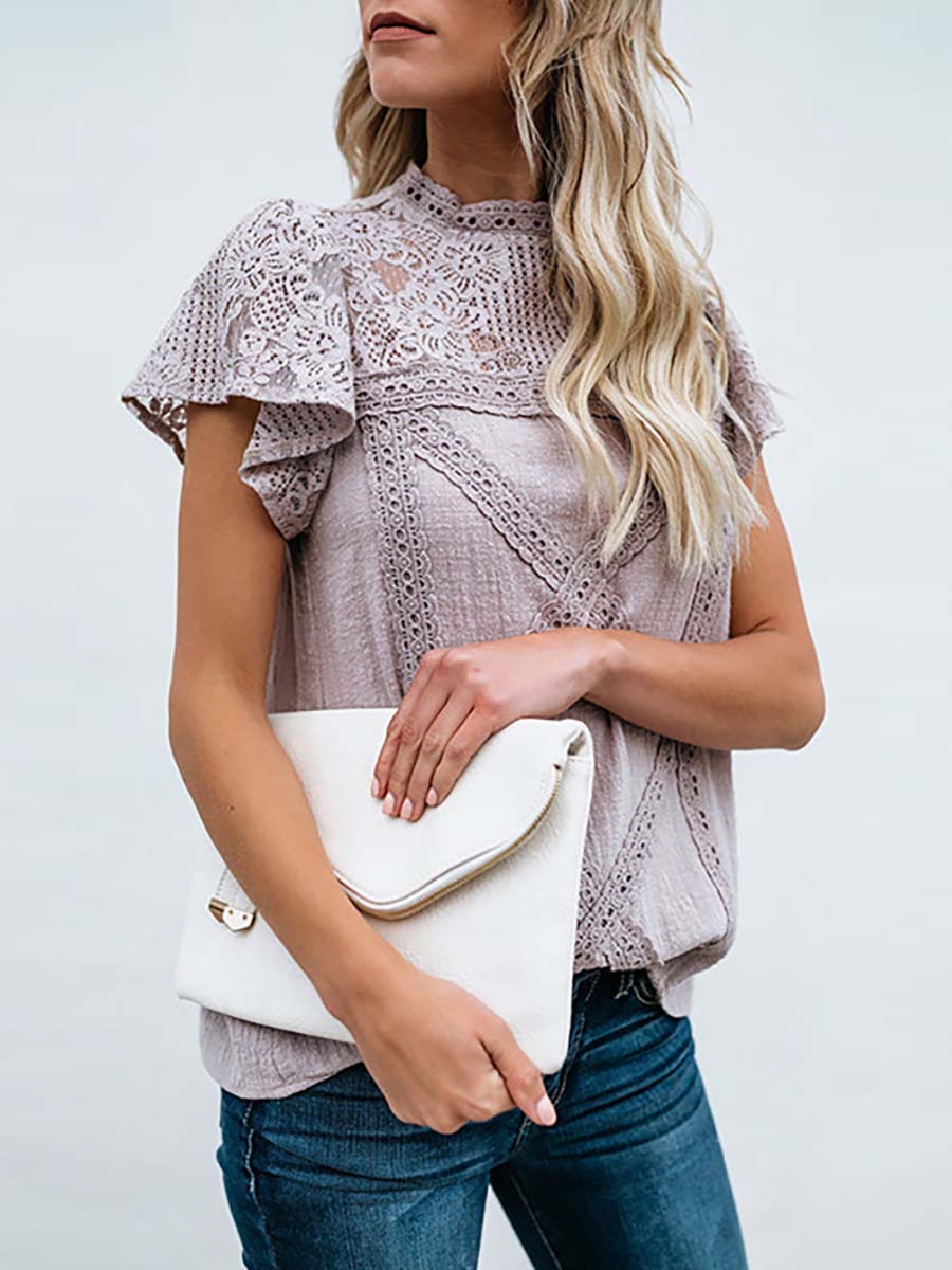 Lunimesd Not So Secret Lace Overlay Ruffle Top - 3 Colors