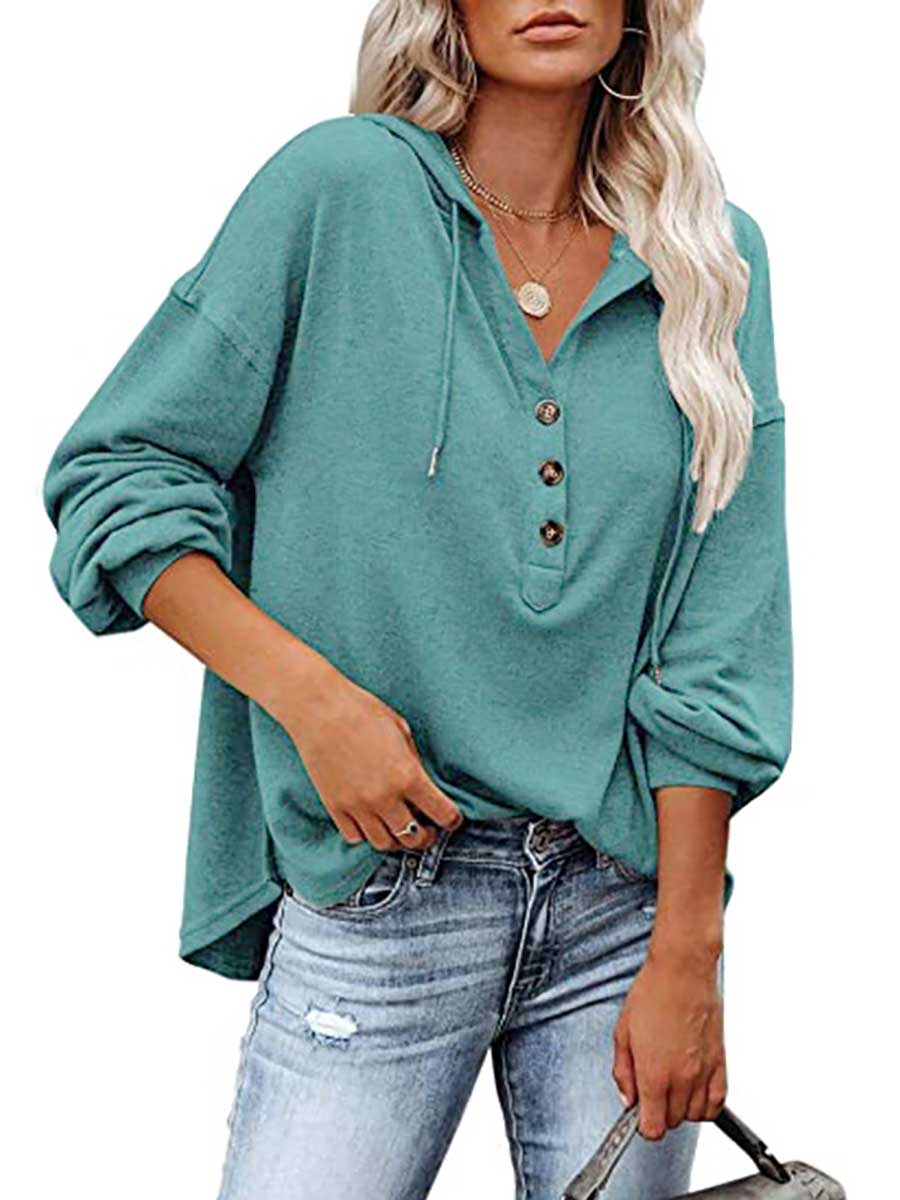 Casual Loose Solid Color Hoodie Sweatshirt