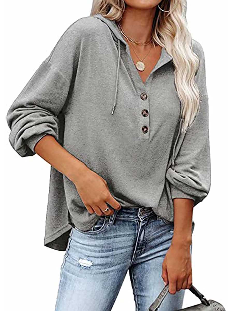 Lunimesd Casual Loose Solid Color Hoodie Sweatshirt