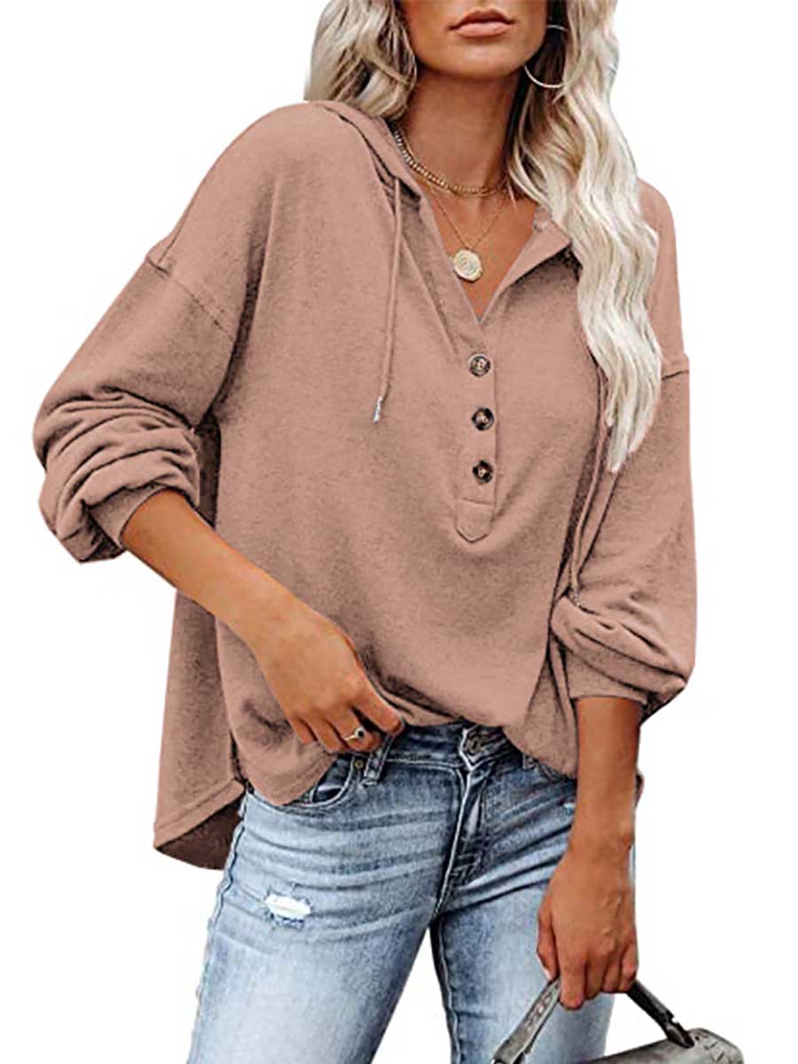 Casual Loose Solid Color Hoodie Sweatshirt