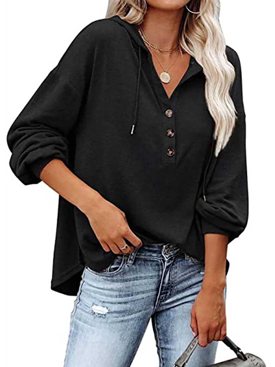 Lunimesd Casual Loose Solid Color Hoodie Sweatshirt