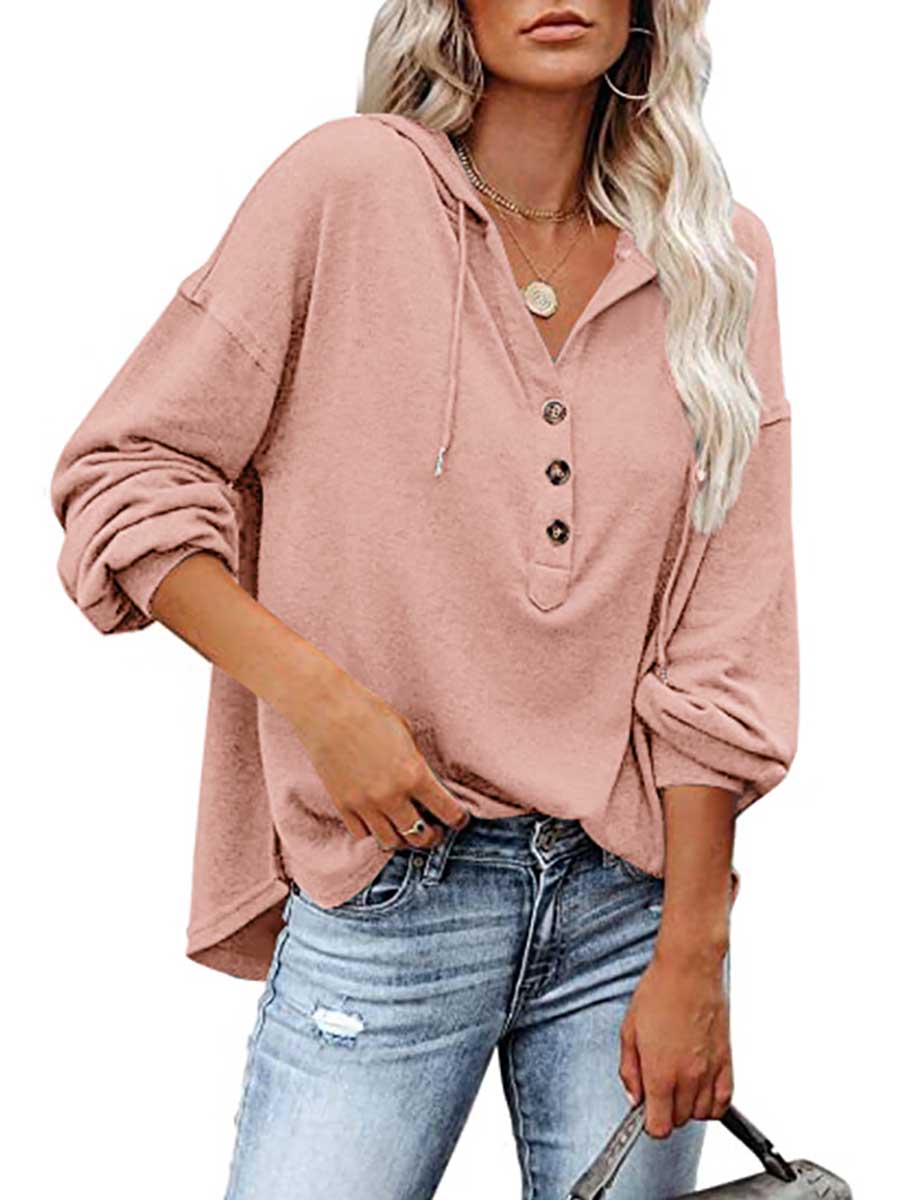 Lunimesd Casual Loose Solid Color Hoodie Sweatshirt