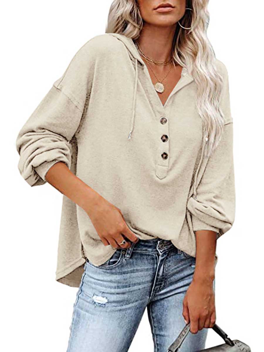 Casual Loose Solid Color Hoodie Sweatshirt