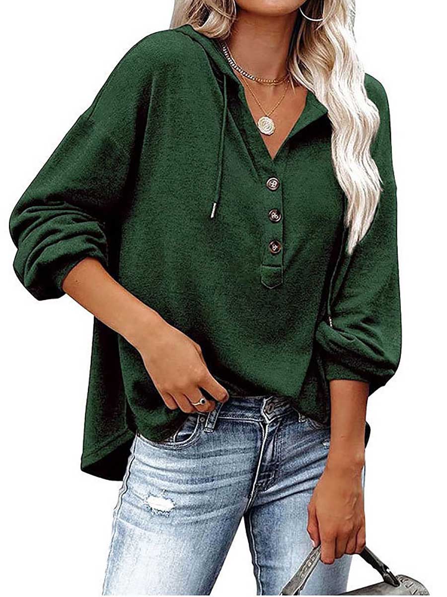 Lunimesd Casual Loose Solid Color Hoodie Sweatshirt