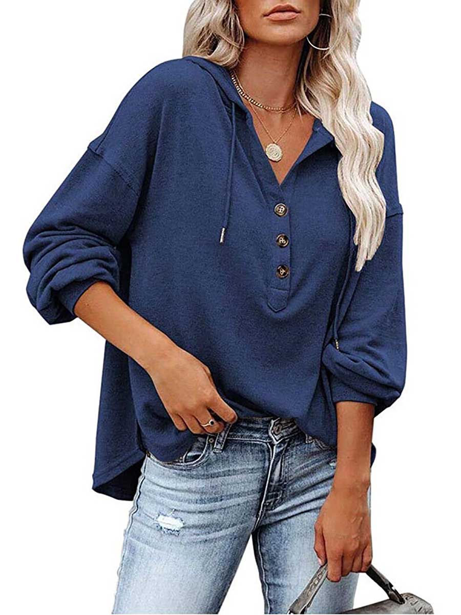 Casual Loose Solid Color Hoodie Sweatshirt