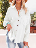 Lunimesd Women's Casual V-Neck Long Sleeve Button Down Shirt
