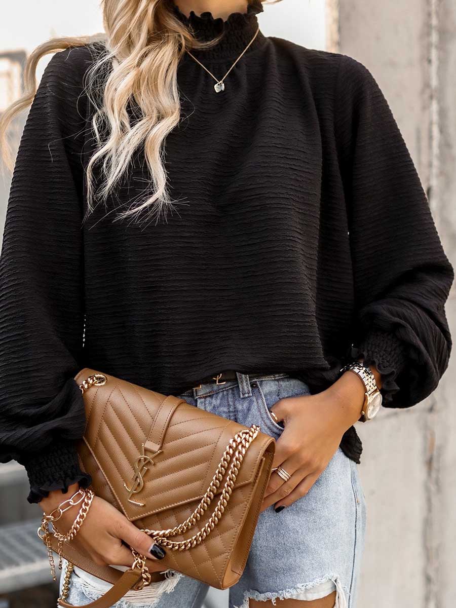 Lunimesd Versatile Loose Solid Color Blouse Shirt