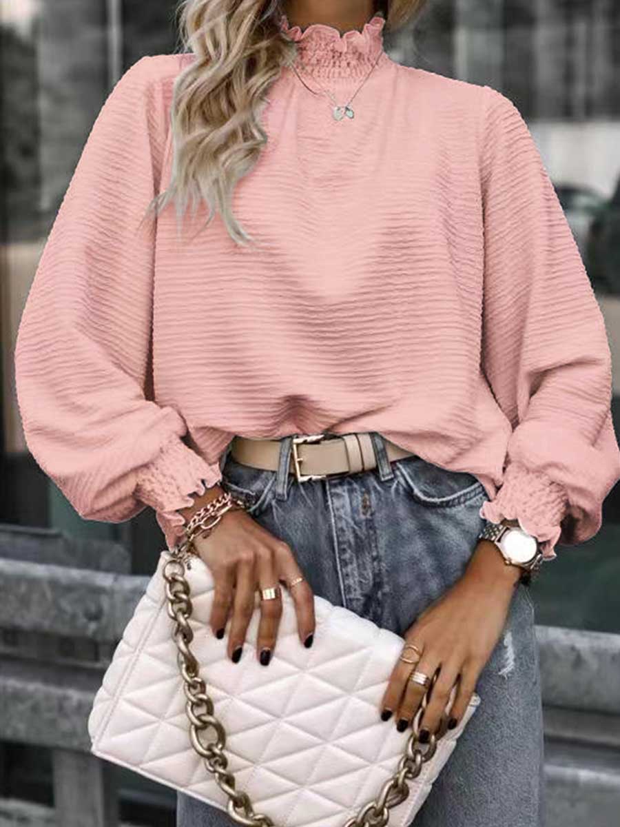 Lunimesd Versatile Loose Solid Color Blouse Shirt