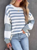 Lunimesd Striped Printed Loose Color Clash Sweatshirt