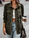 Lunimesd Corduroy Leopard Pocket Button Long Sleeve Women's Jacket