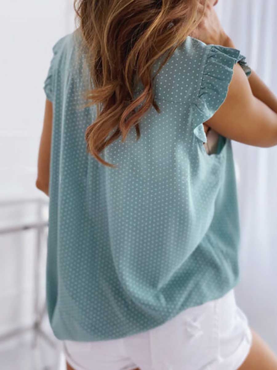 Lunimesd Polka Dot Bow Neck Sleeveless Blouse Top