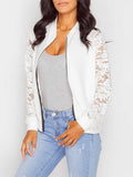 Lunimesd Long Sleeve Lace Patchwork Zipper Small Coat Jacket