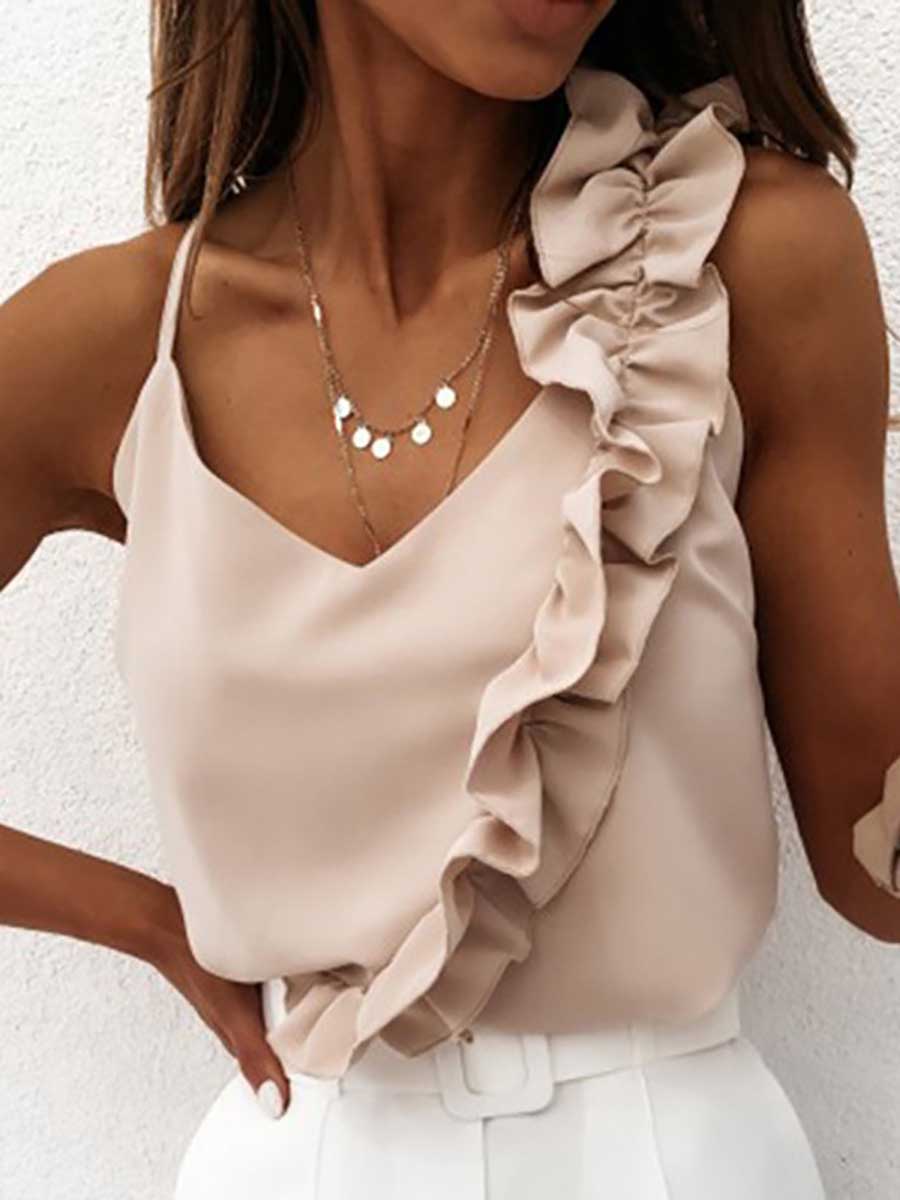 Lunimesd Sexy Temperament Backless Ruffle Camisole Top