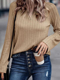 Lunimesd Solid Color Knit Slim Long Sleeve Top