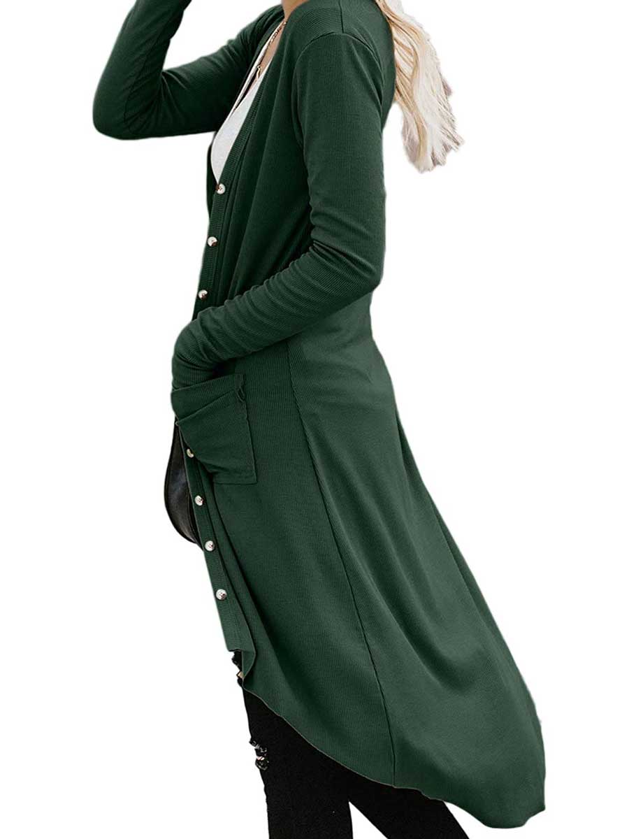 Lunimesd Single Breasted Mid-Length Button Down Cardigan