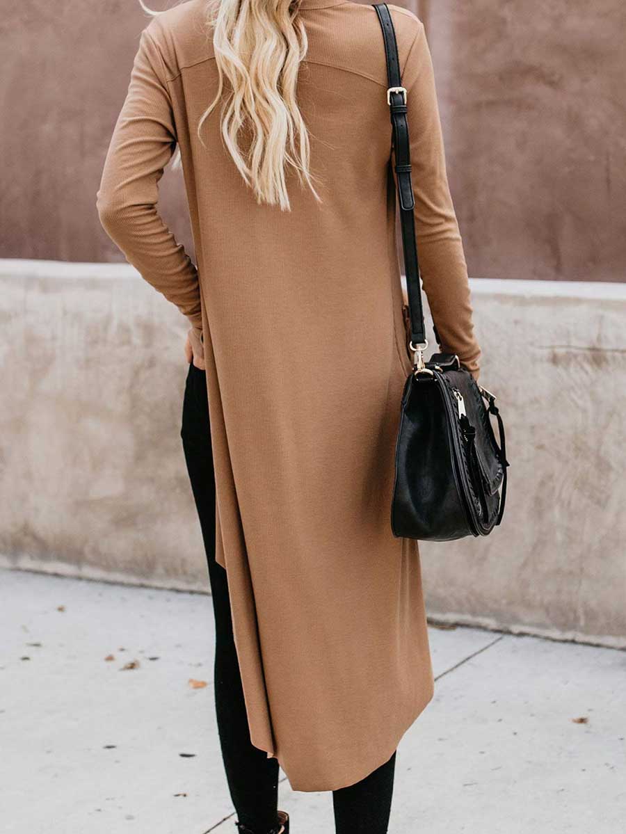 Lunimesd Single Breasted Mid-Length Button Down Cardigan