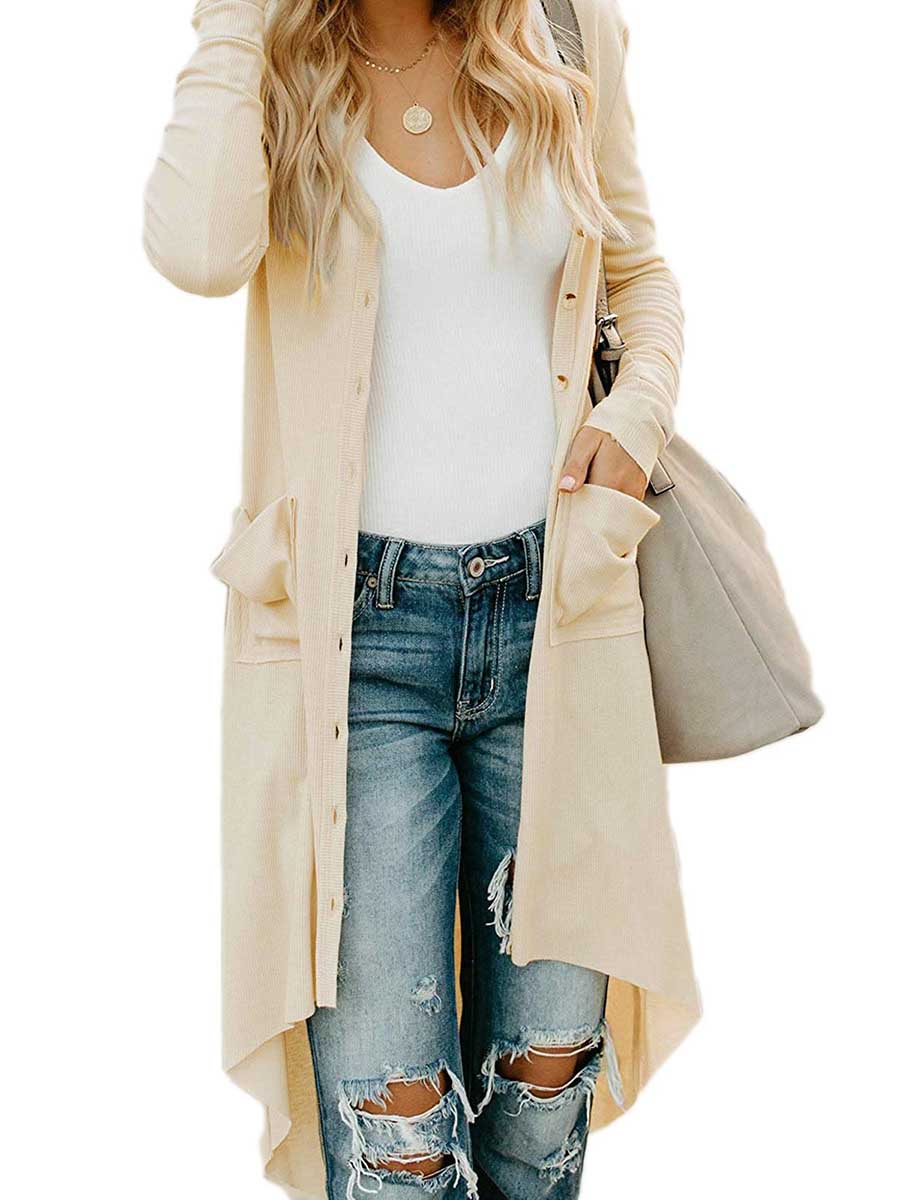 Lunimesd Single Breasted Mid-Length Button Down Cardigan