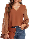 Lunimesd V-Neck Chiffon Long Sleeve Top