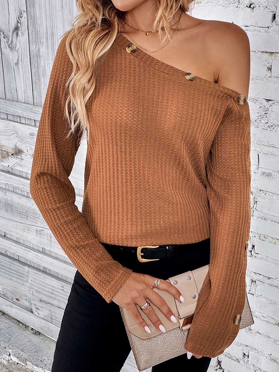 Lunimesd Long Sleeve Knit Slim Strapless Top