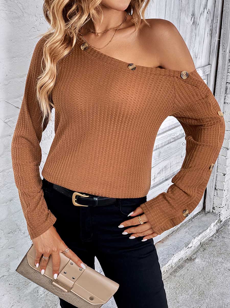 Lunimesd Long Sleeve Knit Slim Strapless Top