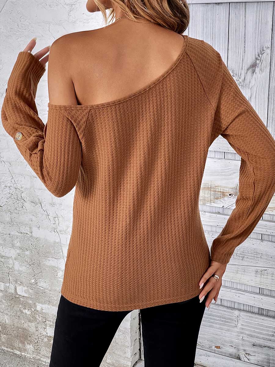 Lunimesd Long Sleeve Knit Slim Strapless Top