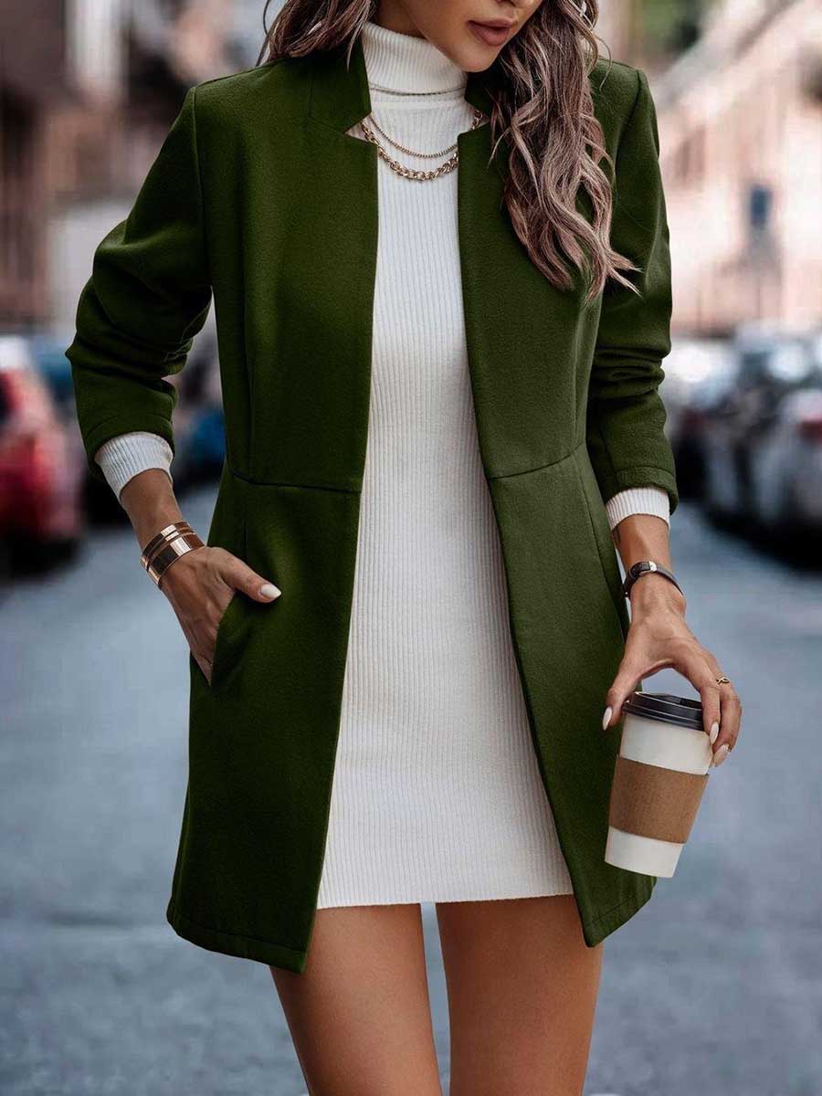 Lunimesd Cotton Half Open Neck Tweed Coat