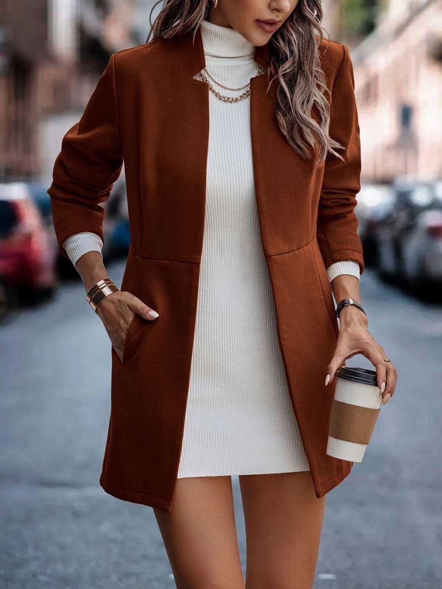 Lunimesd Cotton Half Open Neck Tweed Coat