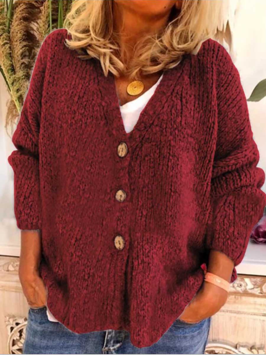 Lunimesd Solid Color Loose Knit Sweater