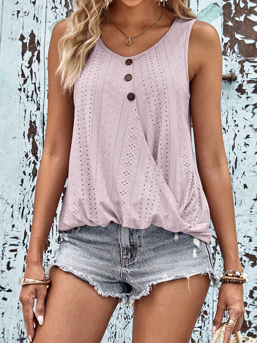 Lunimesd V-neck Cutout Jacquard Vest Top