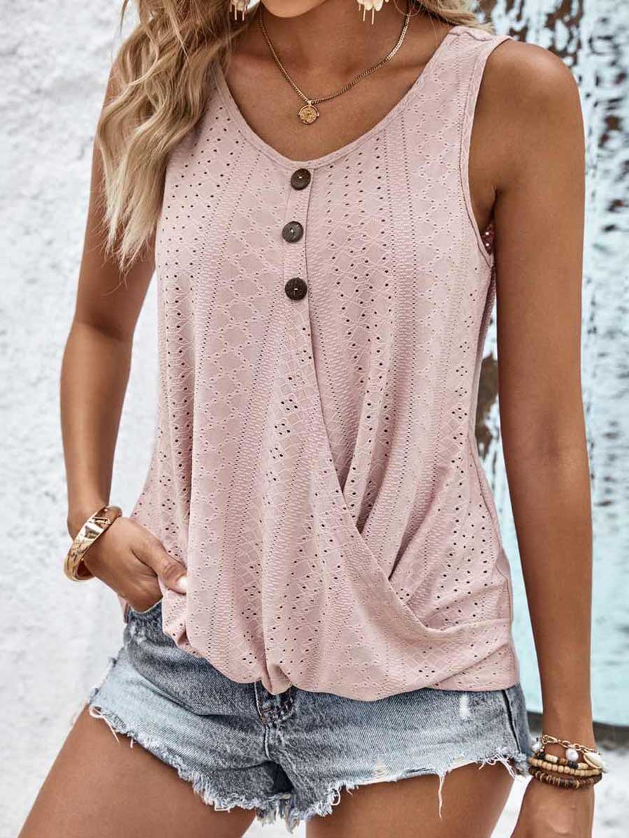 Lunimesd V-neck Cutout Jacquard Vest Top