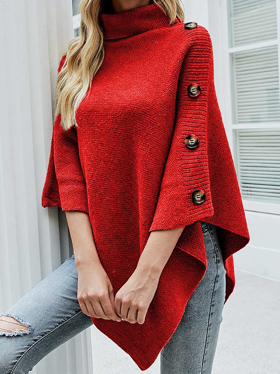 Lunimesd Shawl cape turtleneck sweater