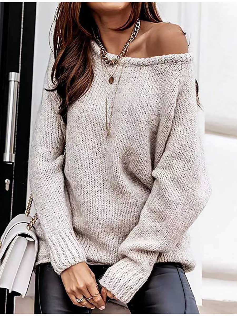 Lunimesd Strapless Sexy Crew Neck Sweater
