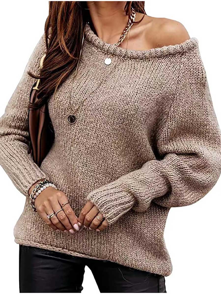 Lunimesd Strapless Sexy Crew Neck Sweater