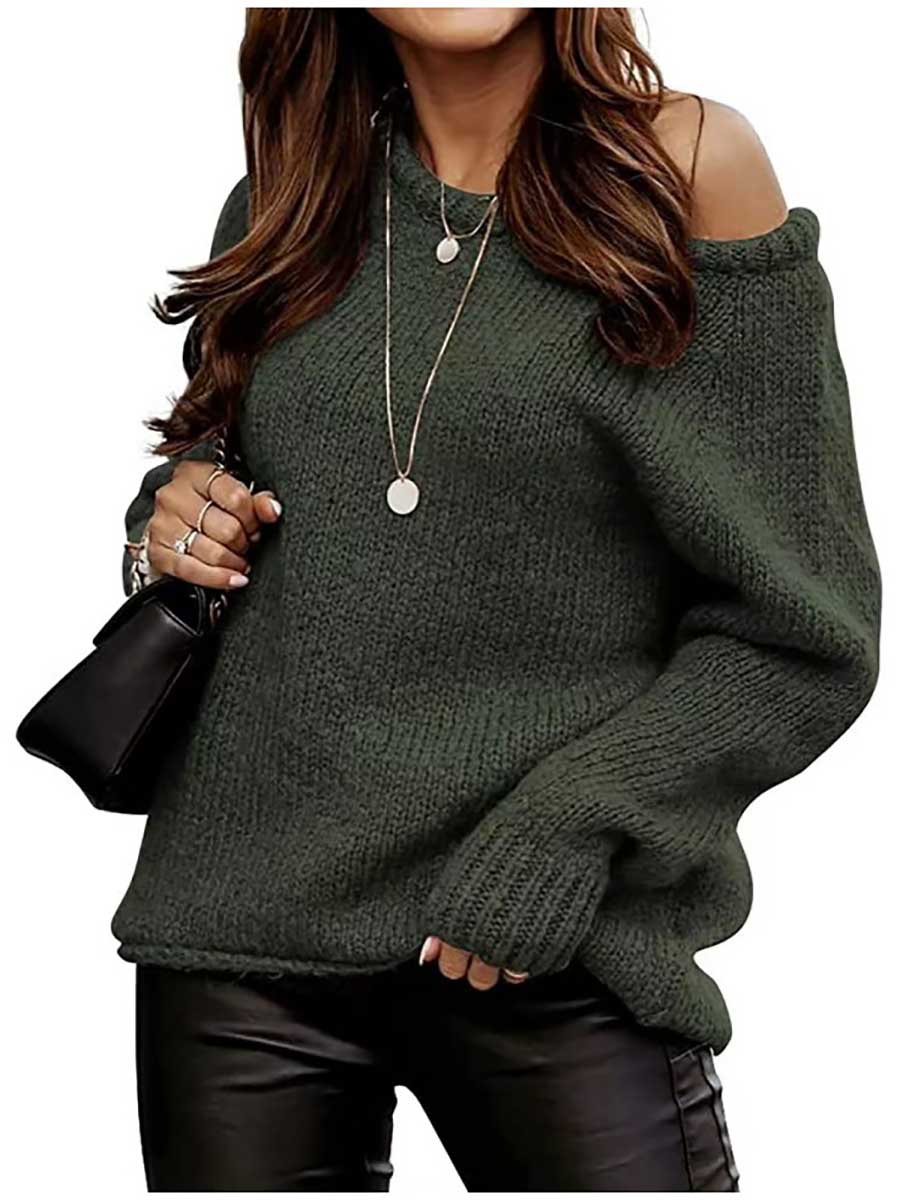 Lunimesd Strapless Sexy Crew Neck Sweater