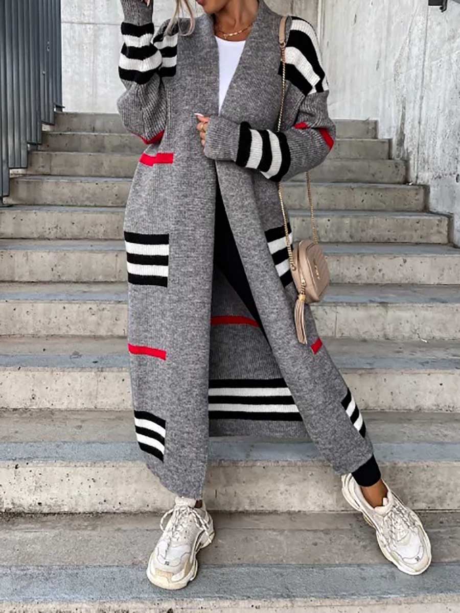Lunimesd Long Striped Knit Cardigan