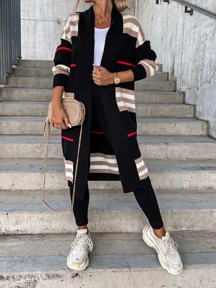 Lunimesd Long Striped Knit Cardigan