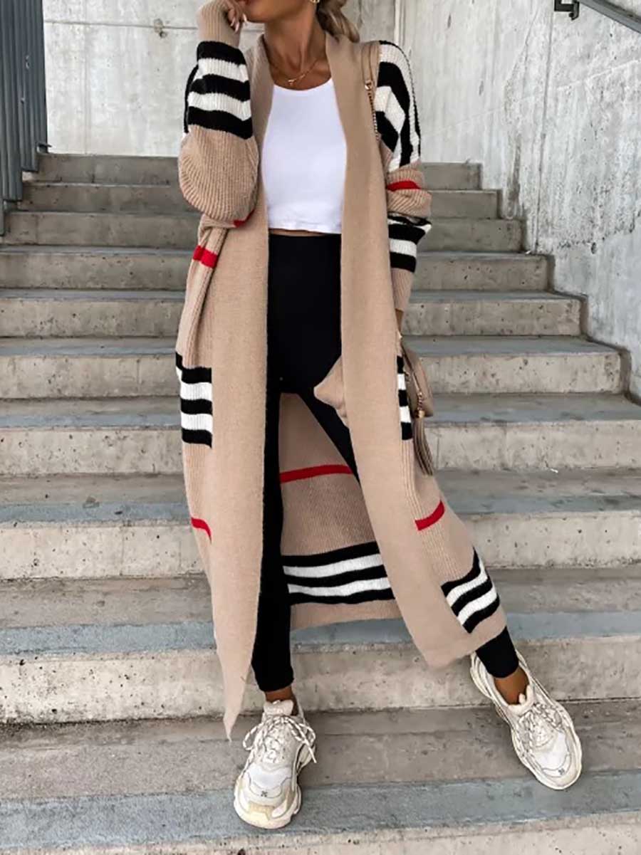 Lunimesd Long Striped Knit Cardigan