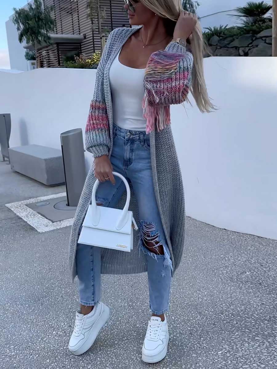 Lunimesd Fringed Knit Knit Sweater