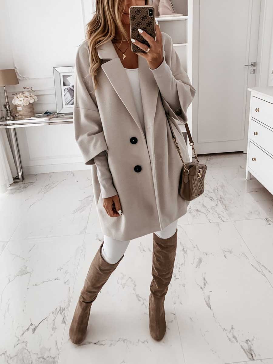 Lunimesd Tweed Coat With Seven-quarter Sleeves