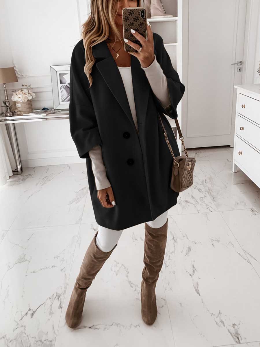 Lunimesd Tweed Coat With Seven-quarter Sleeves