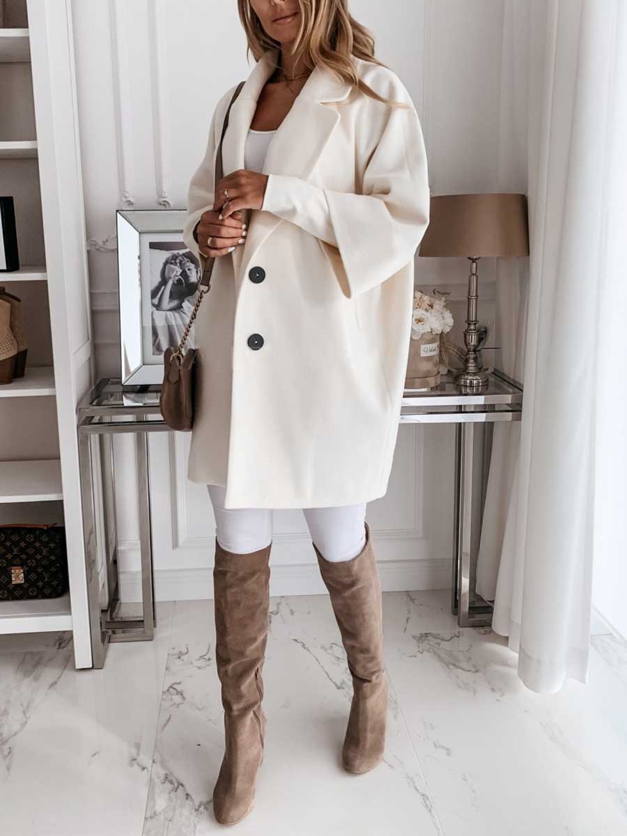 Lunimesd Tweed Coat With Seven-quarter Sleeves