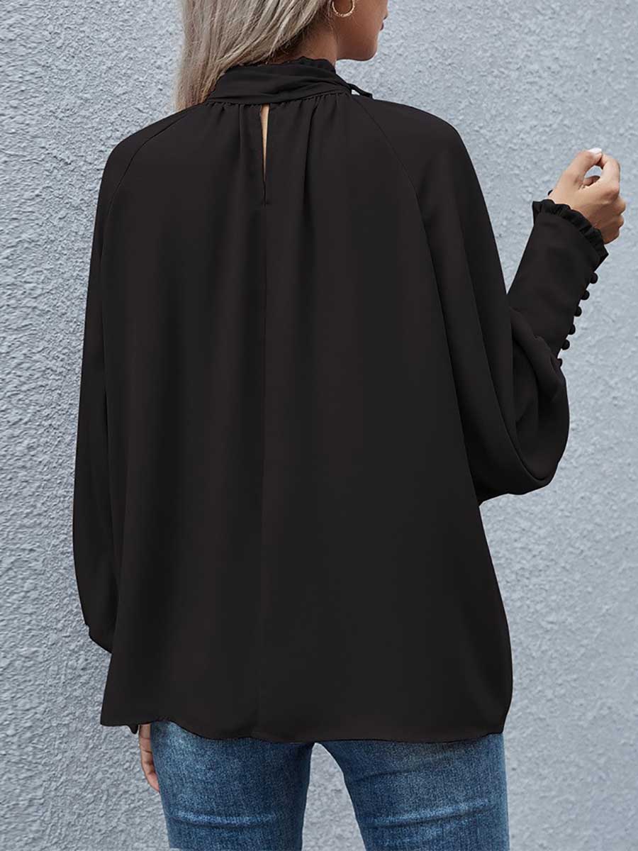 Lunimesd High Neck Bow Tie Women's Top