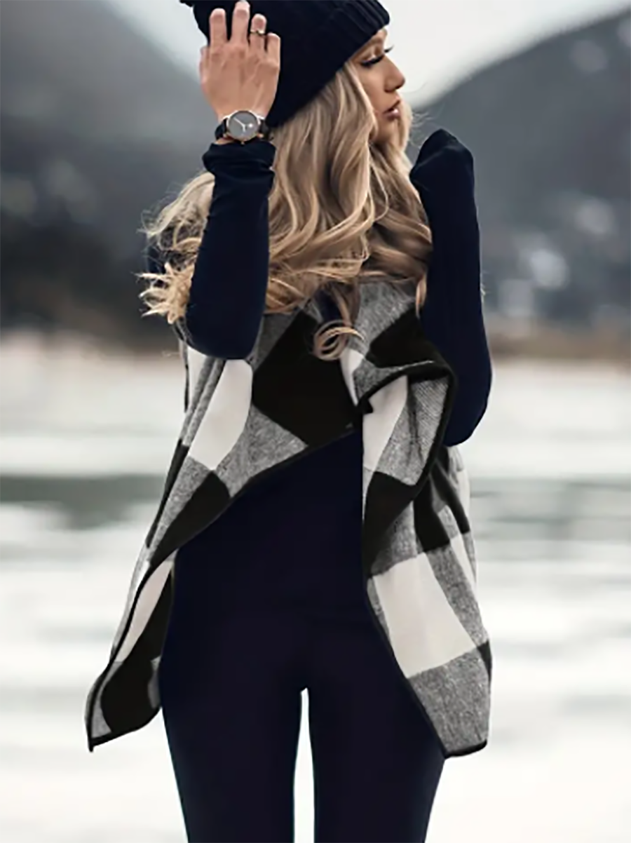 Lunimesd Sleeveless Plaid Cardigan Vest