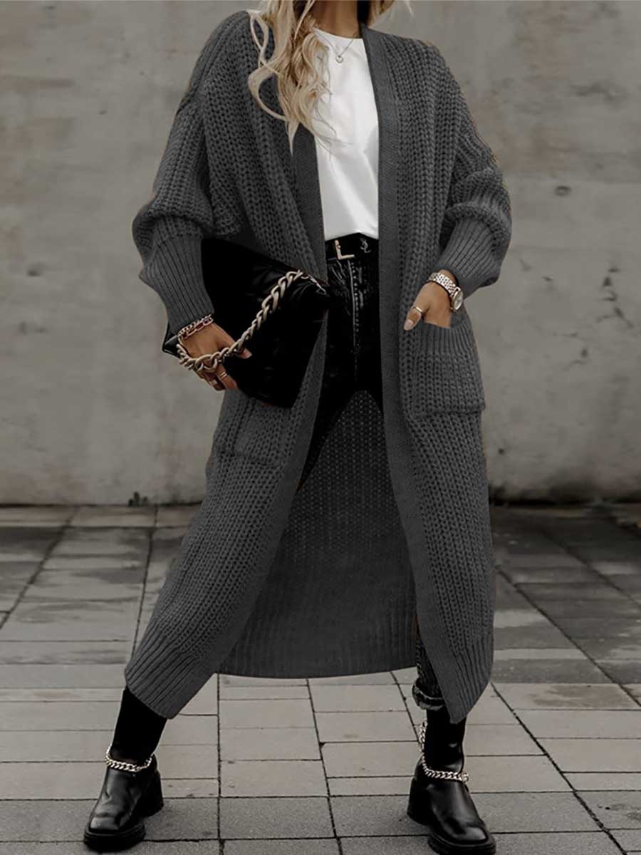 Lunimesd Long Cardigan Pocket Loose Sweater
