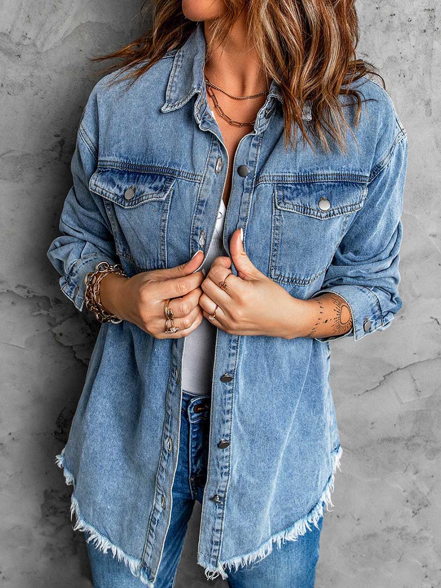 Lunimesd Denim Lapel Loose Fit Shirt